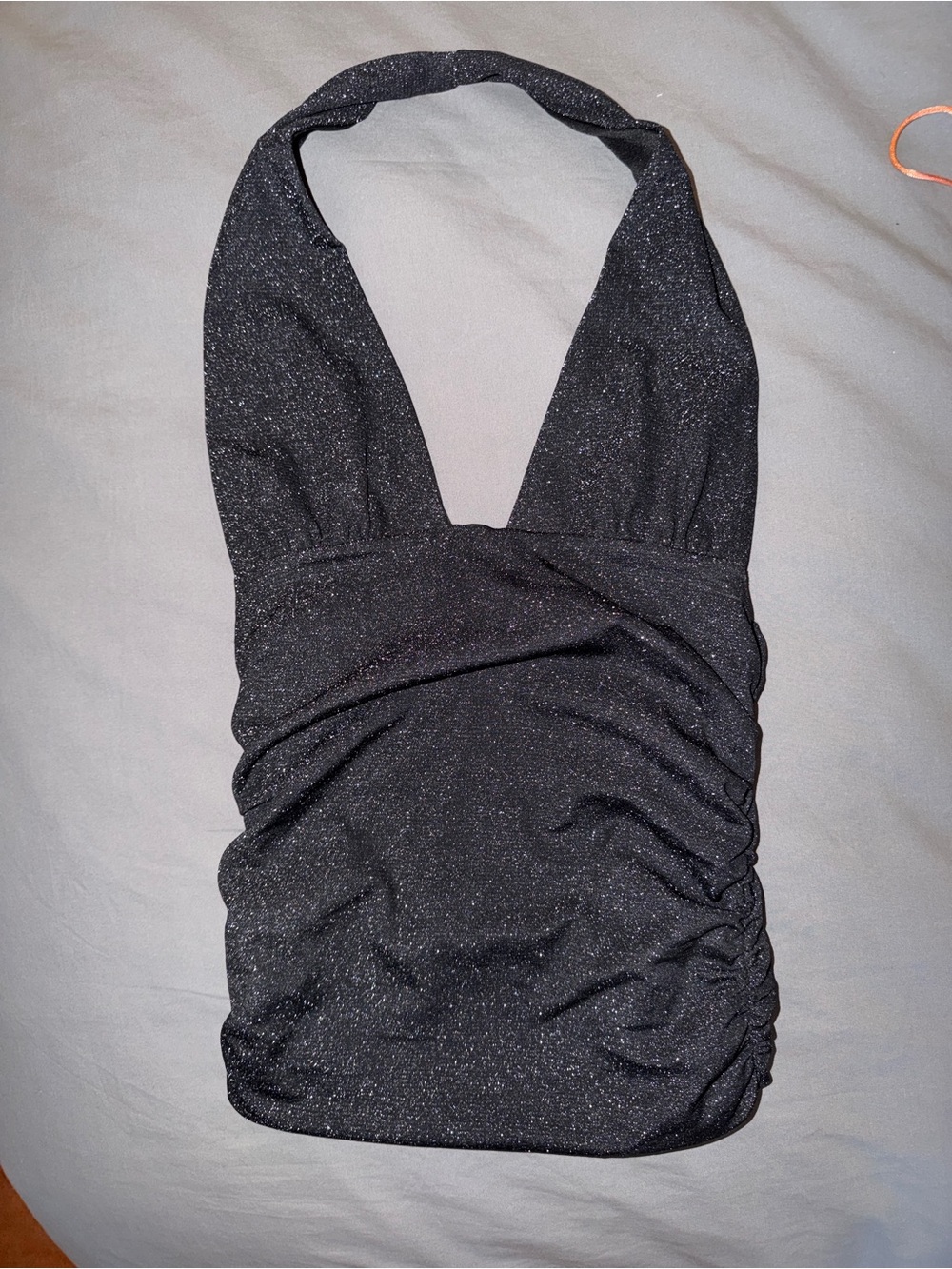 Mango Black Glitter Halter Tank Top